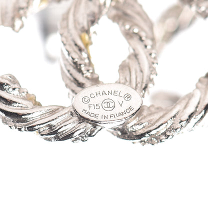Chanel Crystal CC Twisted Earrings Silver 3 of 5