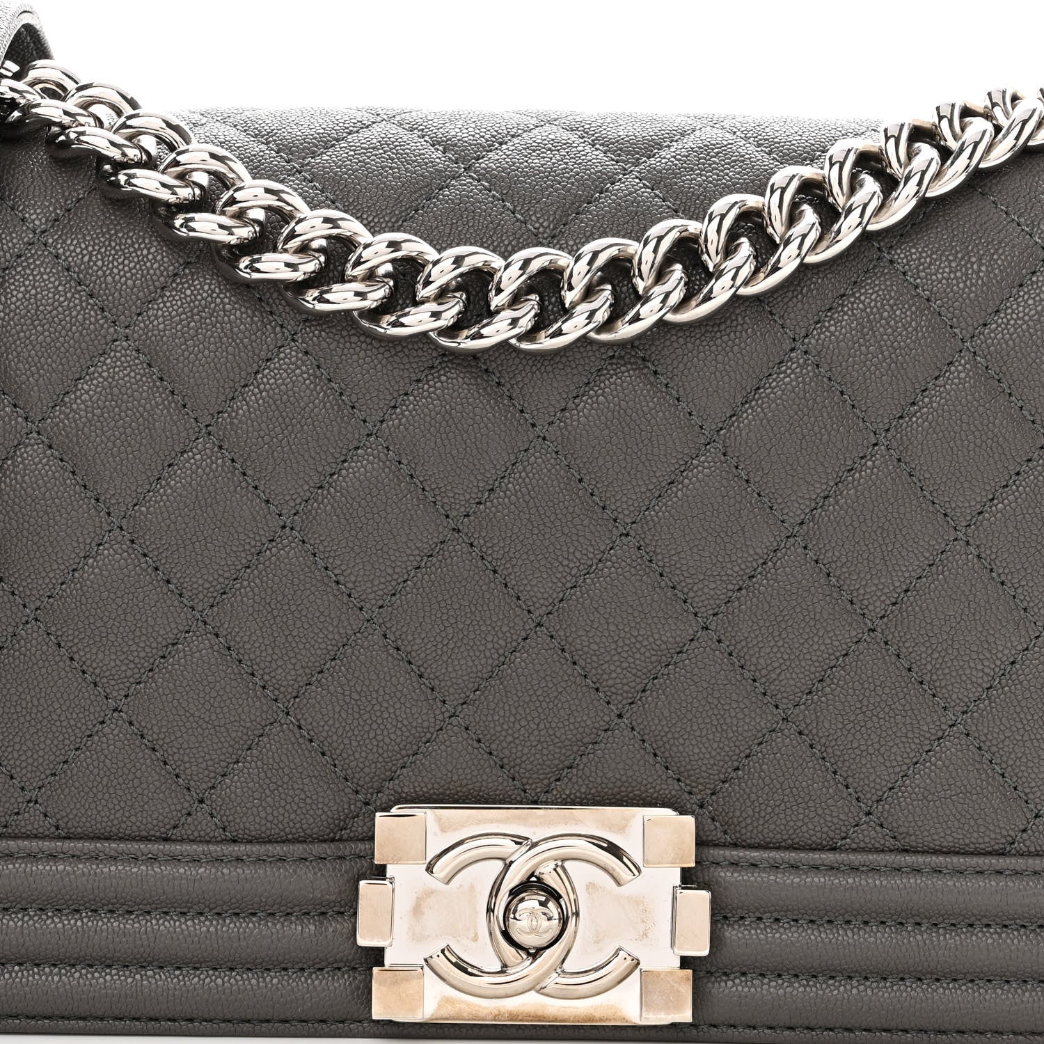 Chanel Caviar Quilted Medium Boy Flap Grey 8 of 11