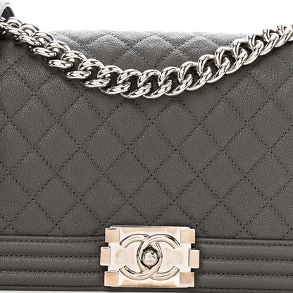 Chanel Caviar Quilted Medium Boy Flap Grey 8 of 11