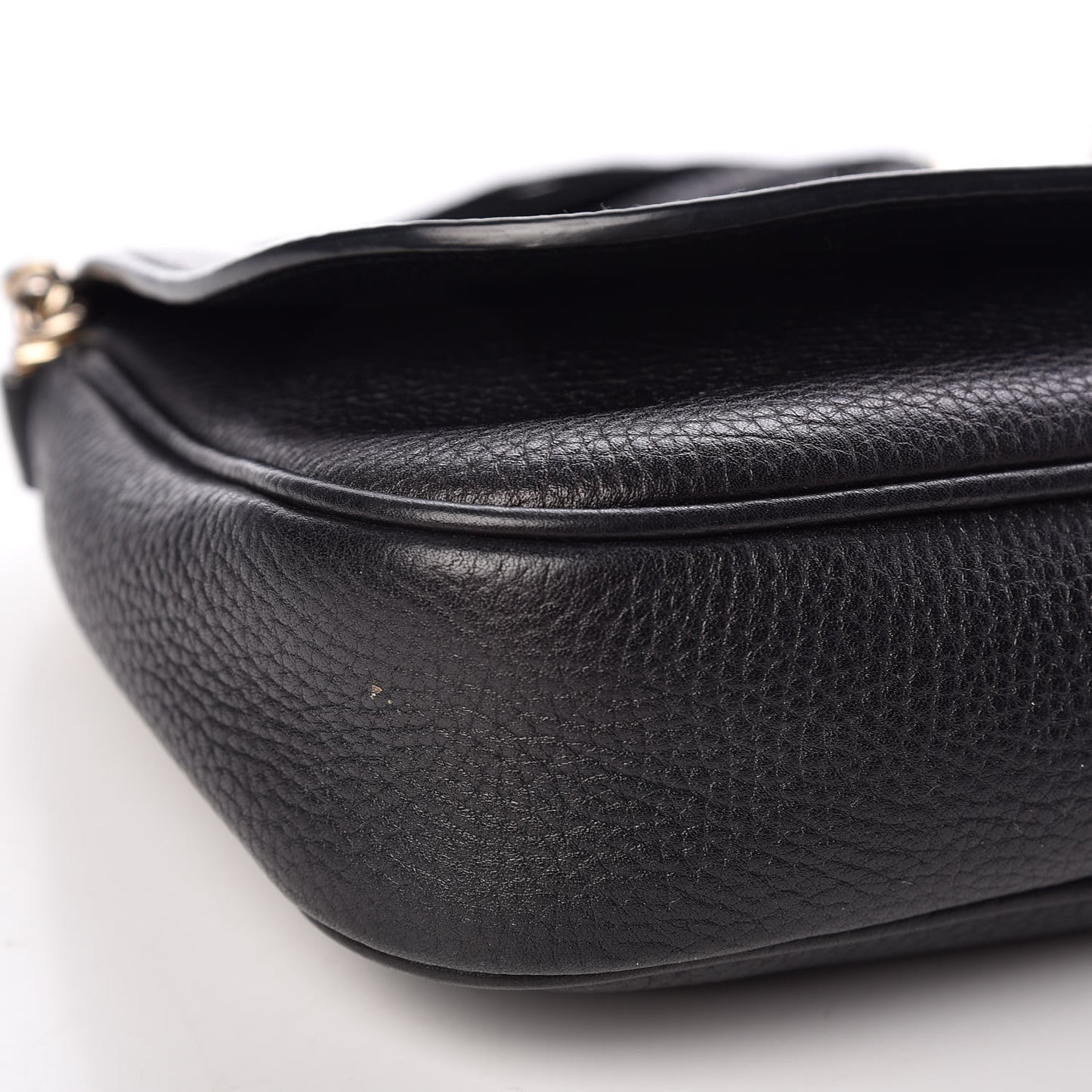 Pebbled Calfskin Medium Soho Flap Crossbody Black
