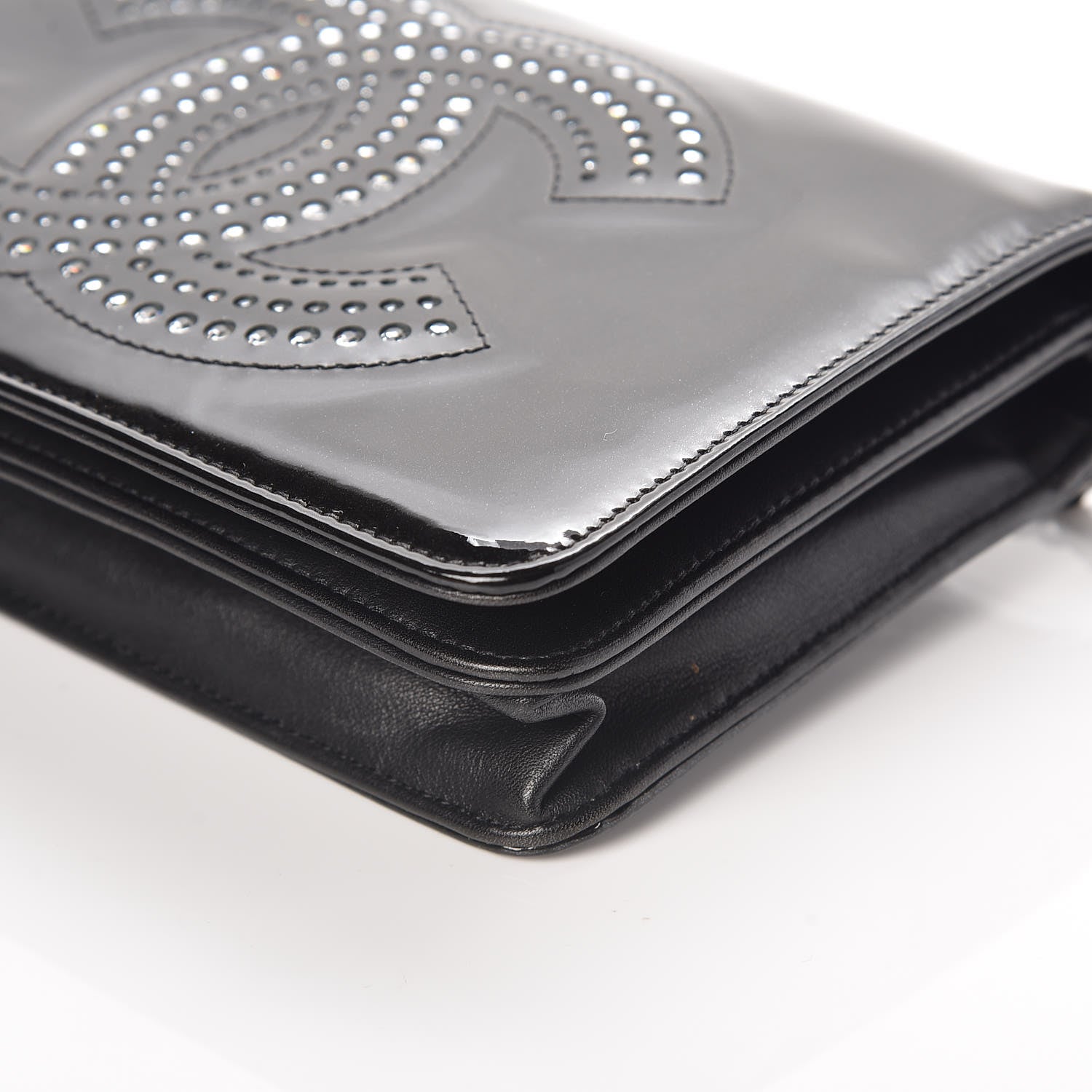 Chanel Patent Strass Wallet On Chain WOC Black 6 of 12
