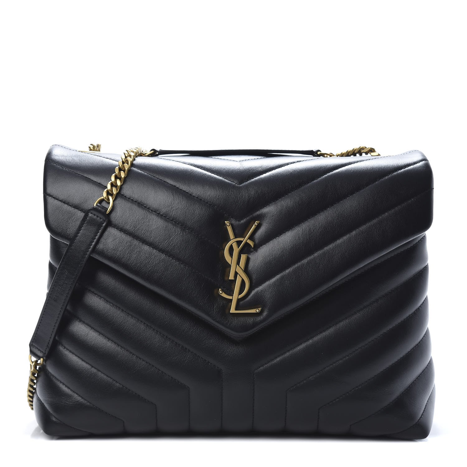 Saint Laurent Calfskin Y Quilted Monogram Medium Loulou Chain Satchel Black 1 of 11