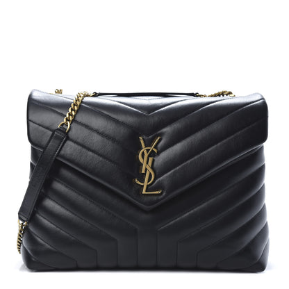 Saint Laurent Calfskin Y Quilted Monogram Medium Loulou Chain Satchel Black 1 of 11