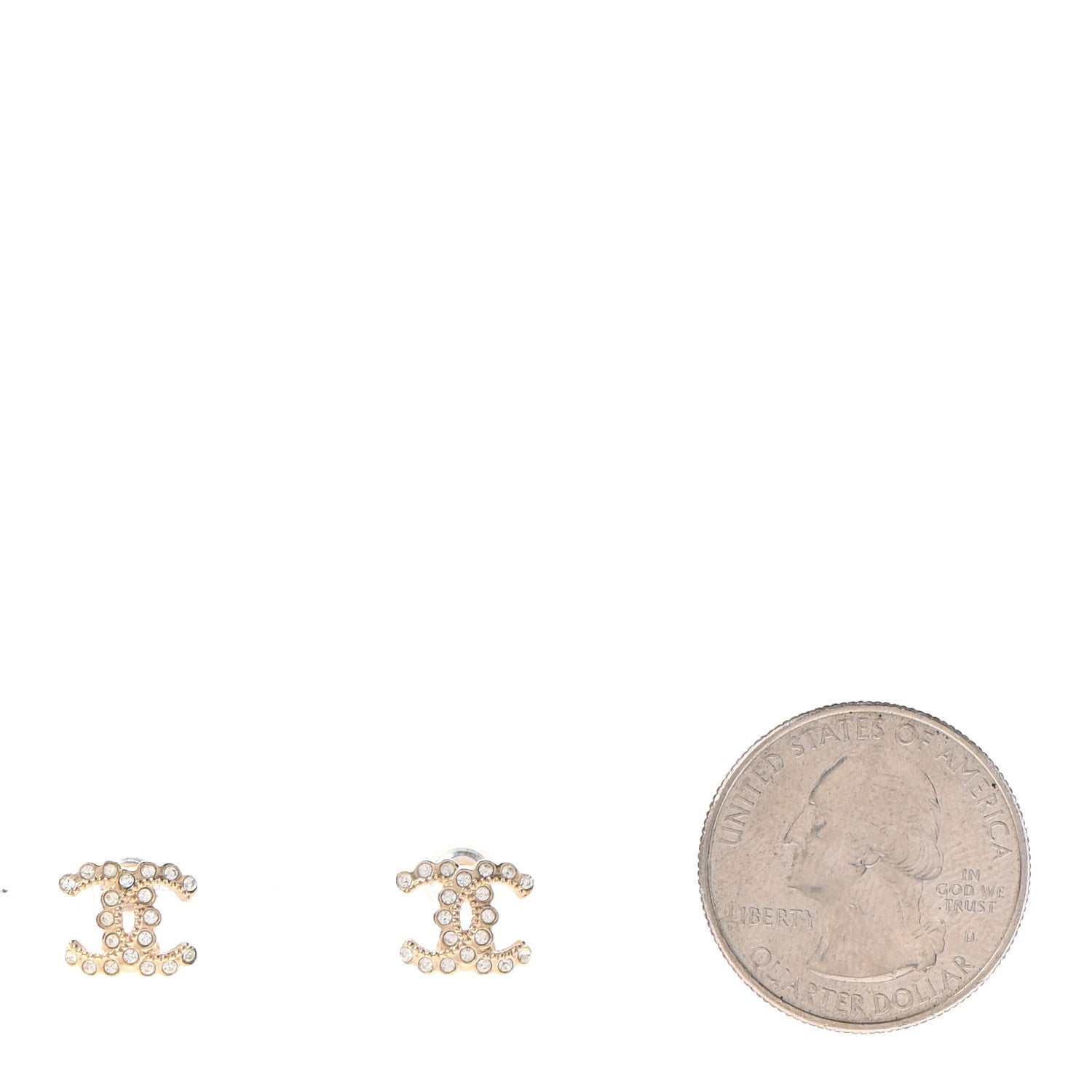 Chanel Crystal CC Earrings Gold 2 of 4