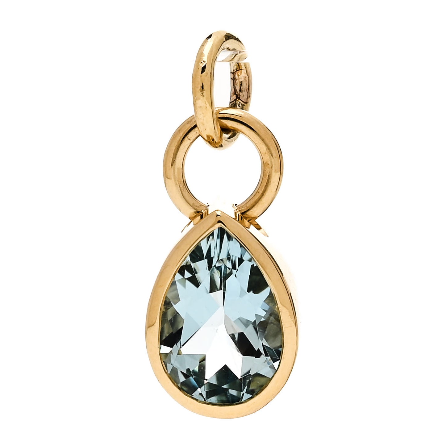 18K Yellow Gold Aquamarine Forever & Always Pear Pendant