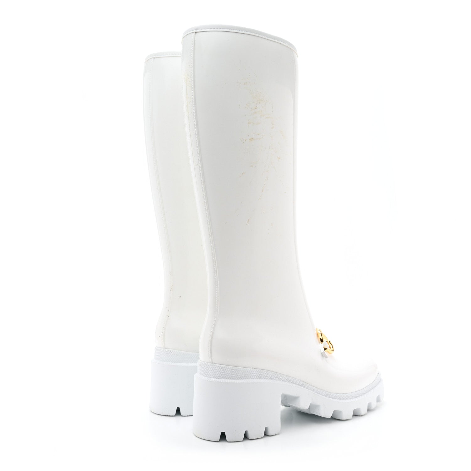 Gucci Rubber Horsebit Knee High Boots 40 Great White 4 of 10