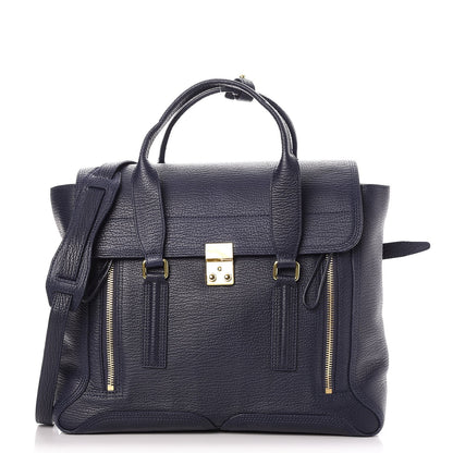 3.1 Phillip Lim 3.1 Textured Calfskin Large Pashli Satchel Ink 1 of 7