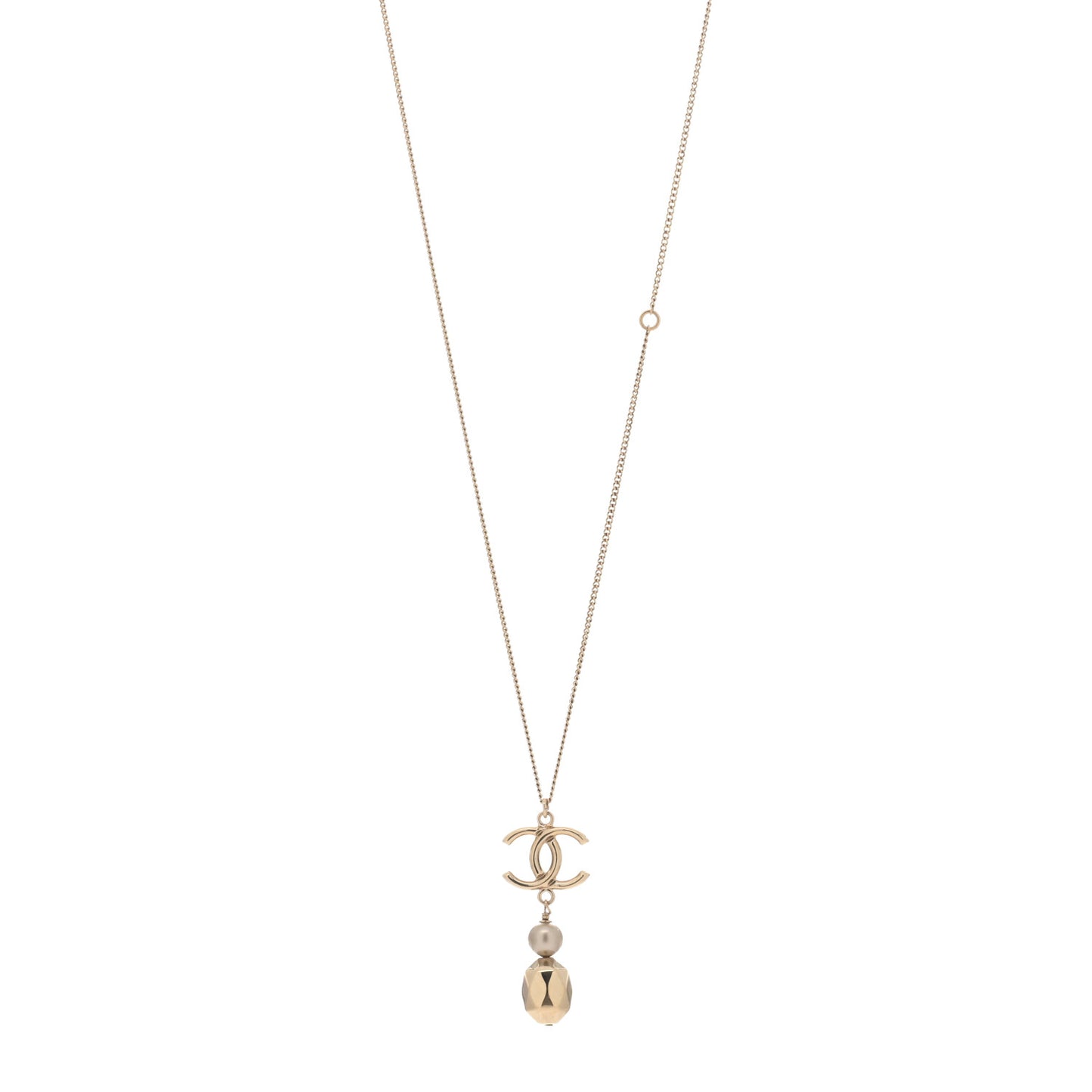 Metal Bead CC Drop CC Pendant Necklace Gold