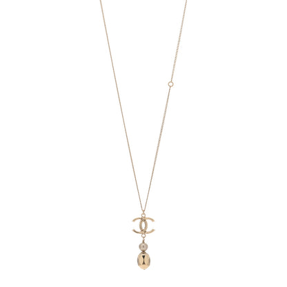 Chanel Metal Bead CC Drop CC Pendant Necklace Gold 1 of 3