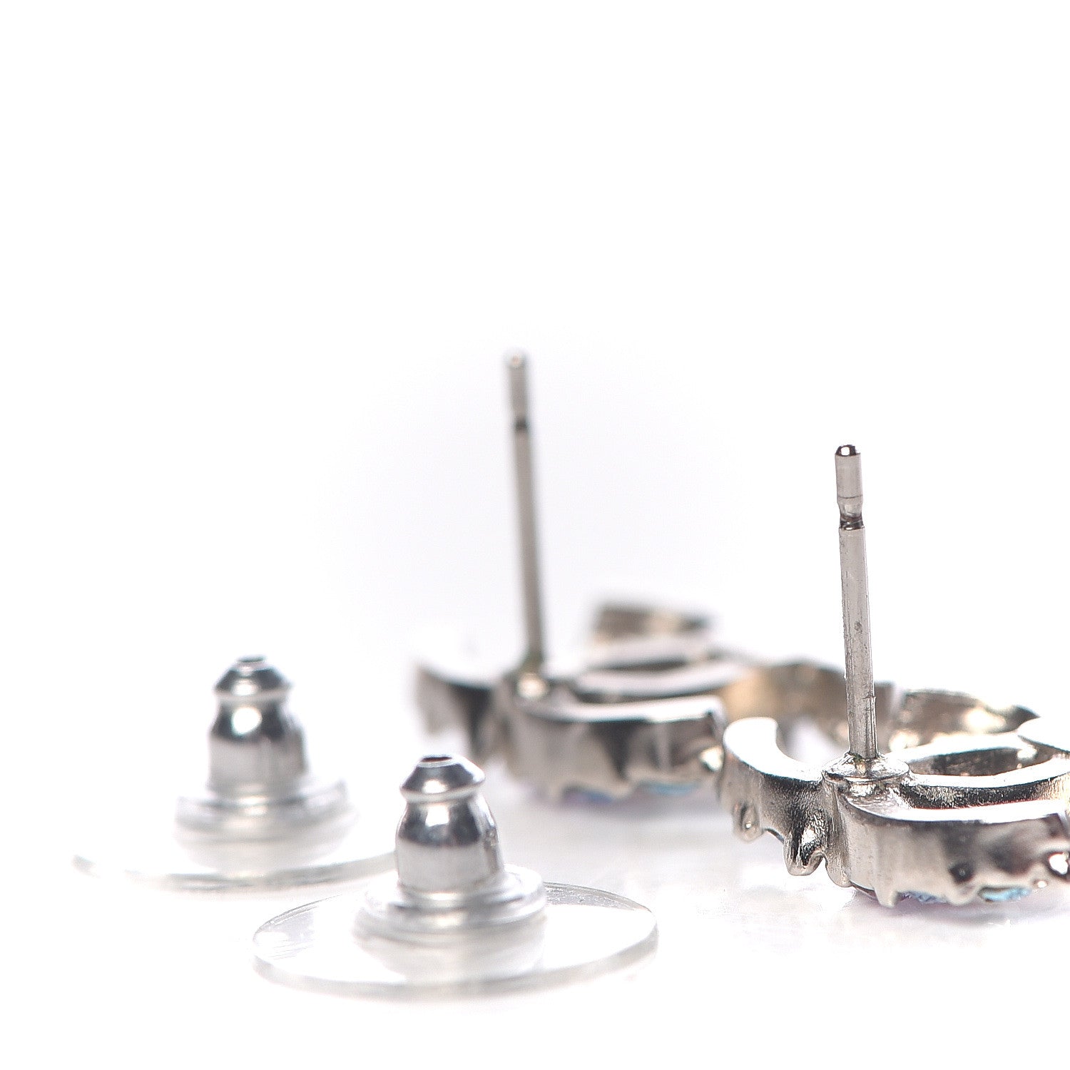 Chanel Crystal CC Earrings Blue Purple 3 of 5