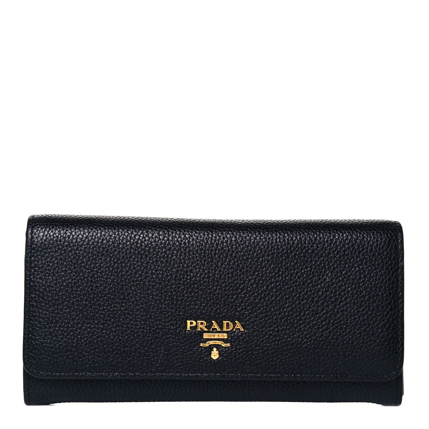 Prada Vitello Daino Bi-Color Continental Flap Travel Wallet Black Fuoco 1 of 7