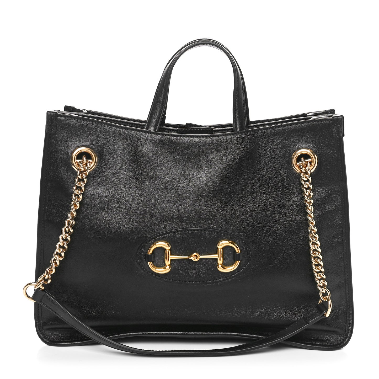 New Sakai Calfskin Lux Medium Horsebit 1955 Tote Bag Black