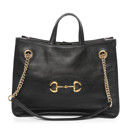 Gucci New Sakai Calfskin Lux Medium Horsebit 1955 Tote Bag Black 1 of 10