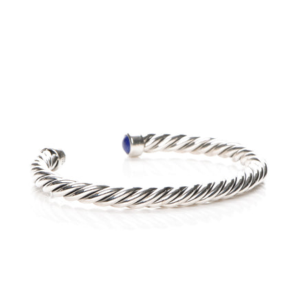 David Yurman Sterling Silver Lapis Lazuli 6mm Cable Classic Cuff Bracelet 3 of 5