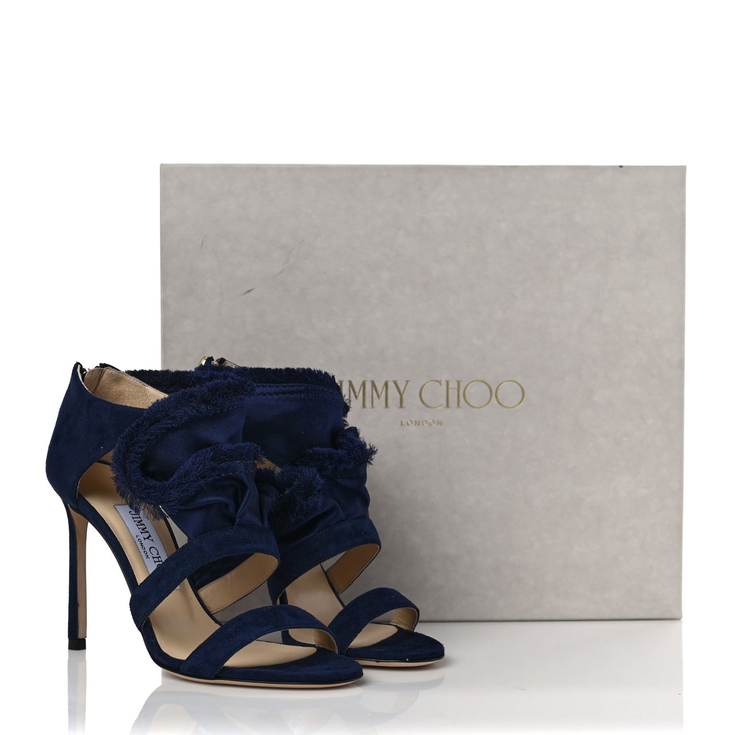 Suede Satin Kiki 100 Sandal 36.5 Navy Mix