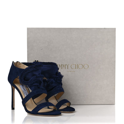 Jimmy Choo Suede Satin Kiki 100 Sandal 36.5 Navy Mix 9 of 9