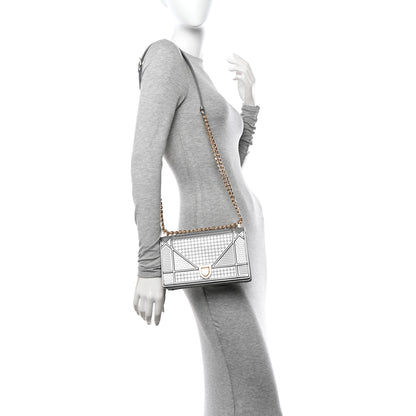 Christian Dior Metallic Patent Micro-Cannage Small Diorama Flap Bag Silver 2 of 10