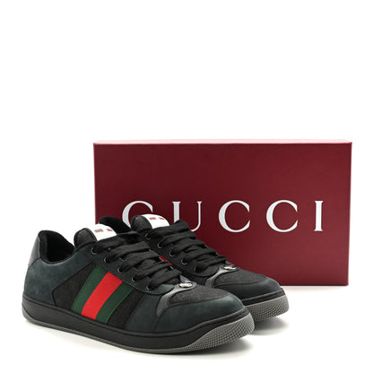 Gucci Suede Calfskin Nylon GG Monogram Web Mens Screener Sneakers 9 Black 9 of 9