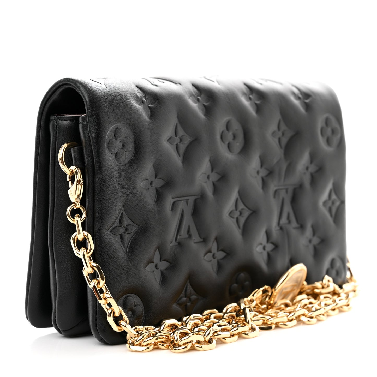 Lambskin Embossed Monogram Pochette Coussin Black