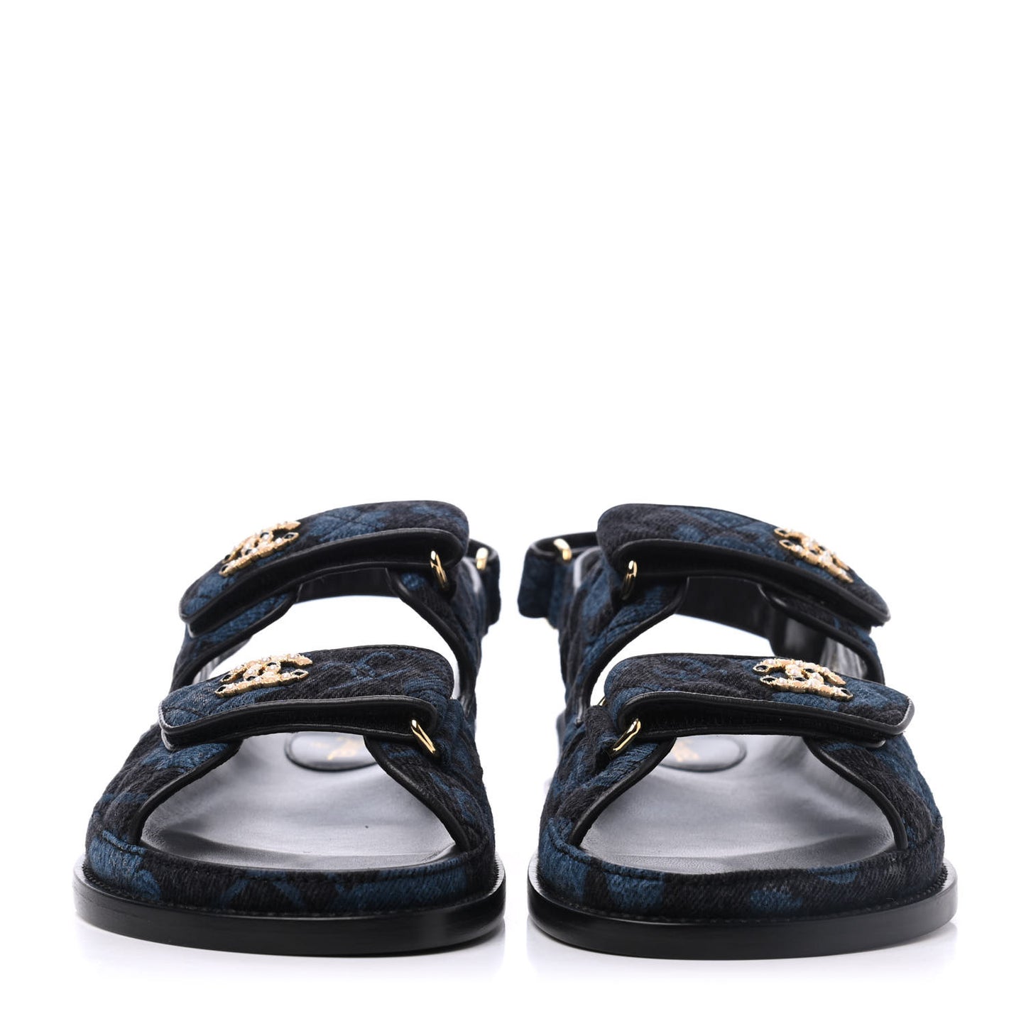 Denim Velcro Dad Sandals 37 Dark Grey Blue Black