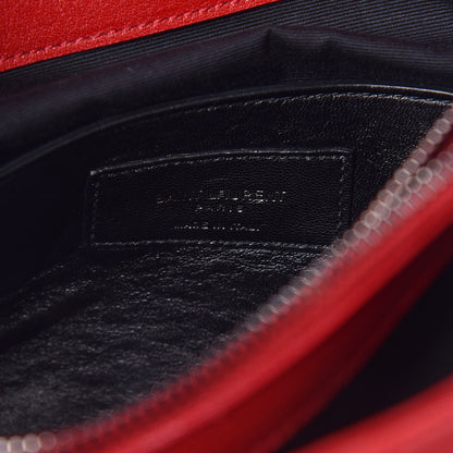 Saint Laurent Sheepskin Matelasse Chevron Large College Monogram Satchel Rouge 6 of 9