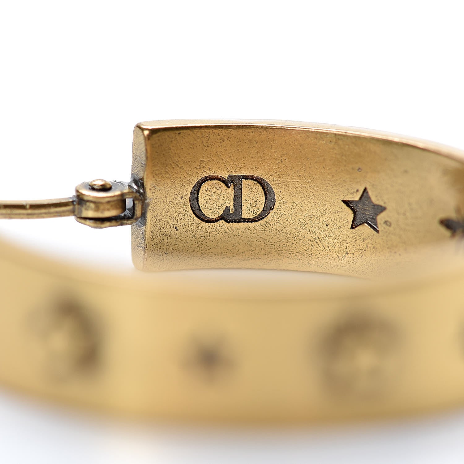 Christian Dior Metal Small J'Adior Star Hoop Earrings Aged Gold 4 of 4