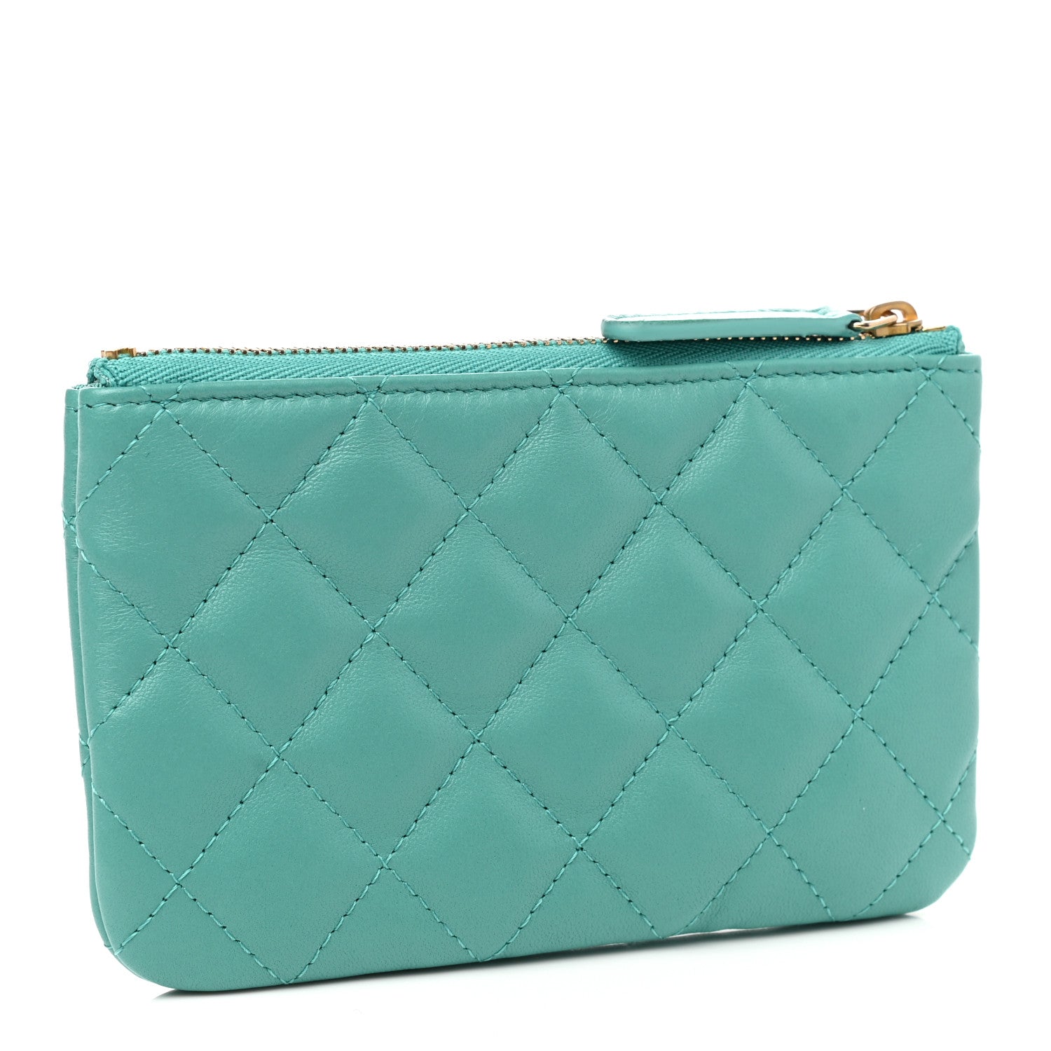 Chanel Lambskin Quilted Small Cosmetic Case Green 3 of 8