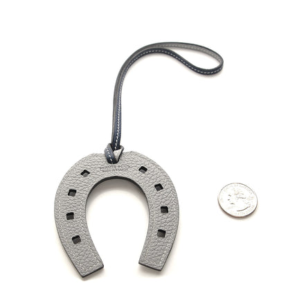 Hermes Togo Paddock Horseshoe Bag Charm Bleu Indigo Gris Mouette 2 of 4