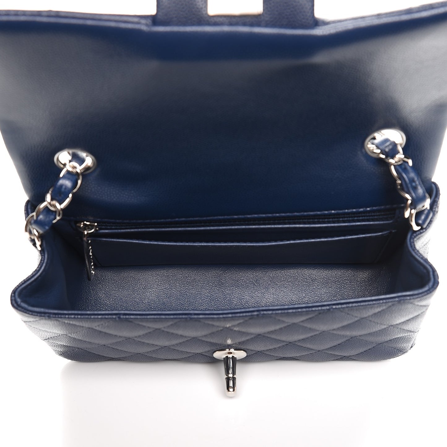Caviar Quilted Mini Rectangular Flap Navy