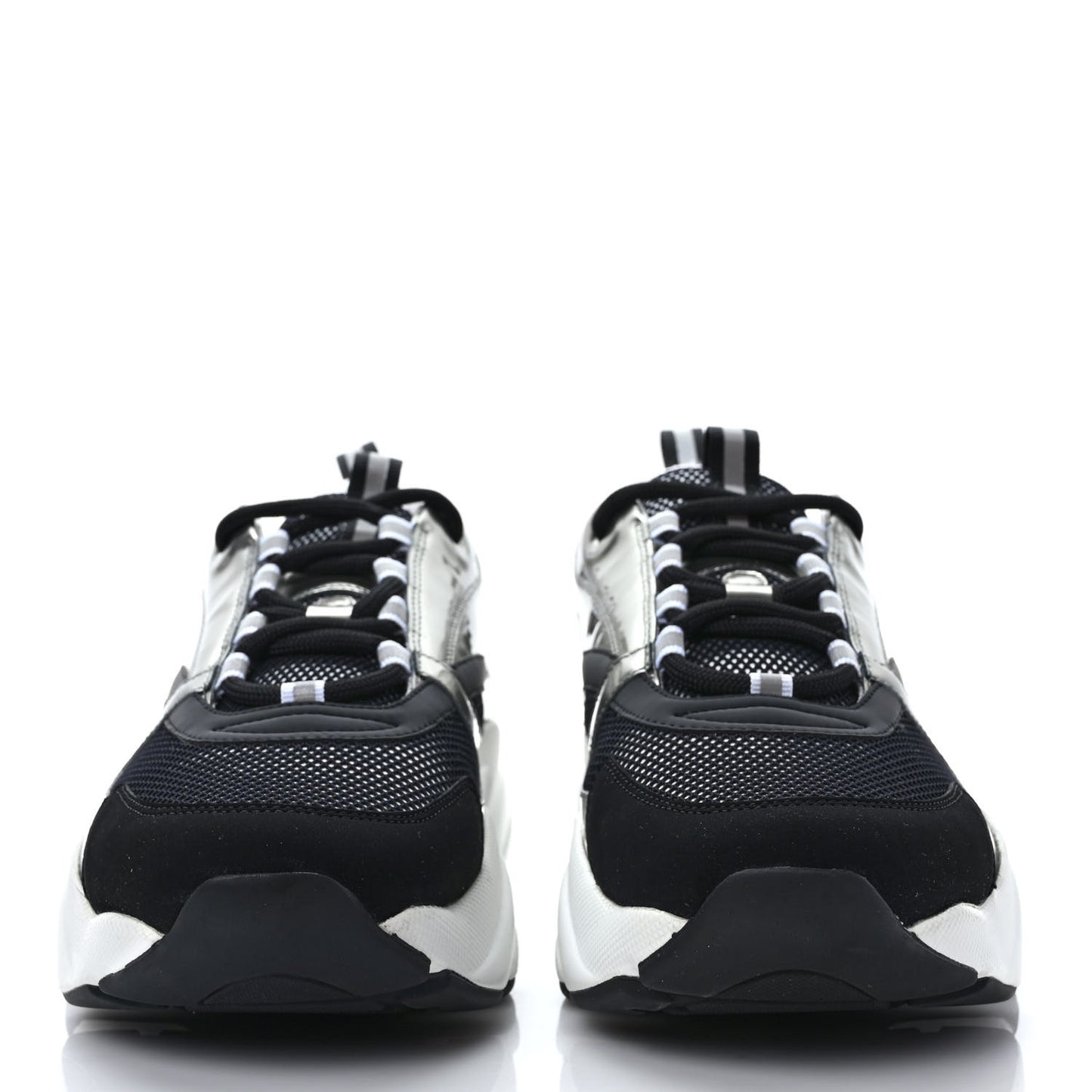 Technical Mesh Calfskin Mens B22 Sneakers 42 Silver Black White