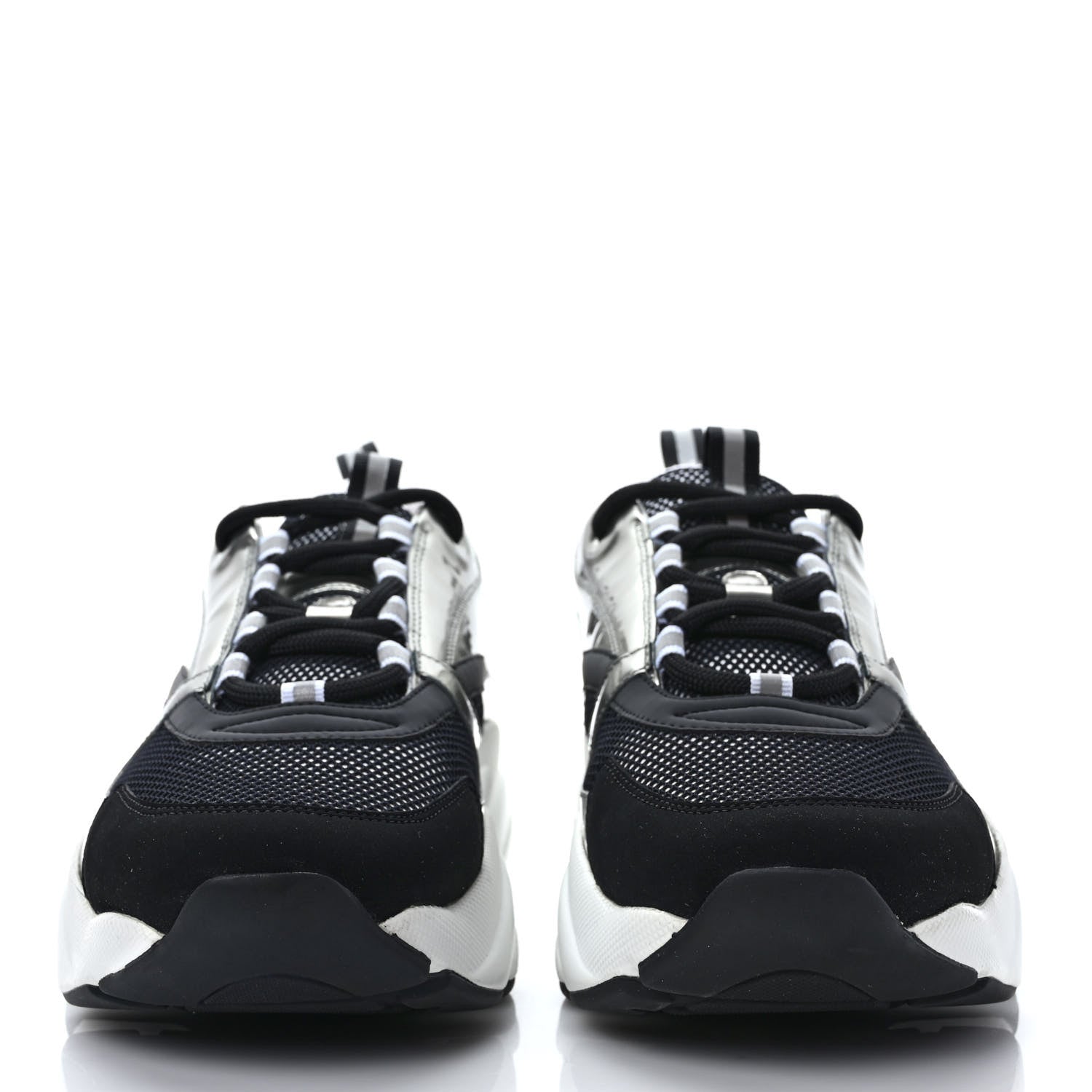 Christian Dior Technical Mesh Calfskin Mens B22 Sneakers 42 Silver Black White 2 of 7