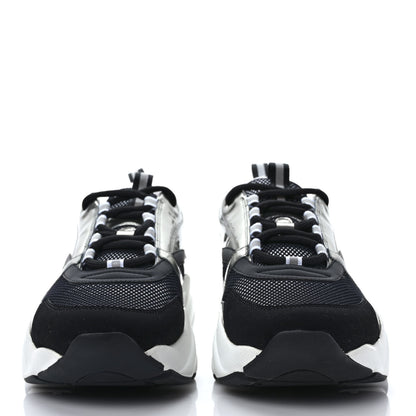 Christian Dior Technical Mesh Calfskin Mens B22 Sneakers 42 Silver Black White 2 of 7