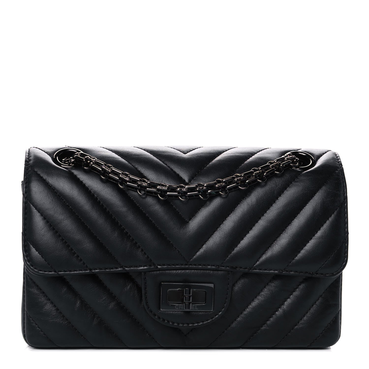 Chanel Aged Calfskin Chevron Quilted 2.55 Reissue Mini Flap So Black 1 of 10