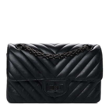 Chanel Aged Calfskin Chevron Quilted 2.55 Reissue Mini Flap So Black 1 of 10