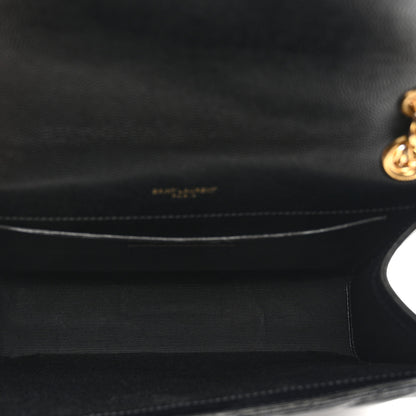 Saint Laurent Grain De Poudre Matelasse Chevron Medium Monogram Satchel Black 5 of 13