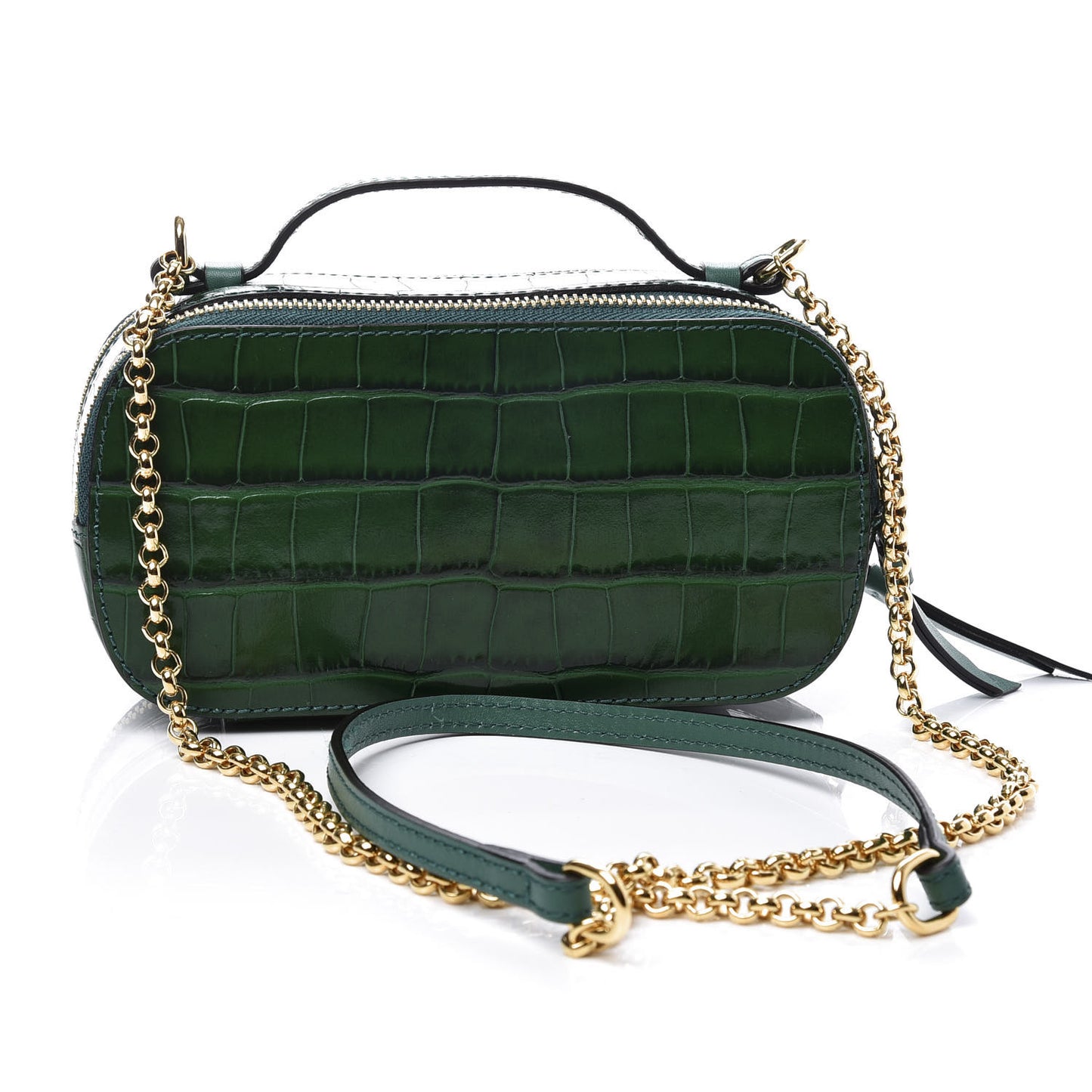 Calfskin Crocodile Embossed Mini C Vanity Bag Woodsy Green