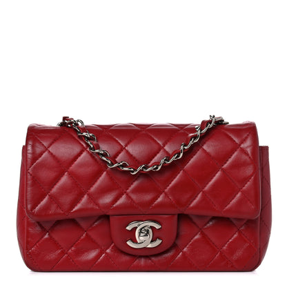 Chanel Lambskin Quilted Mini Rectangular Flap Dark Red 1 of 14