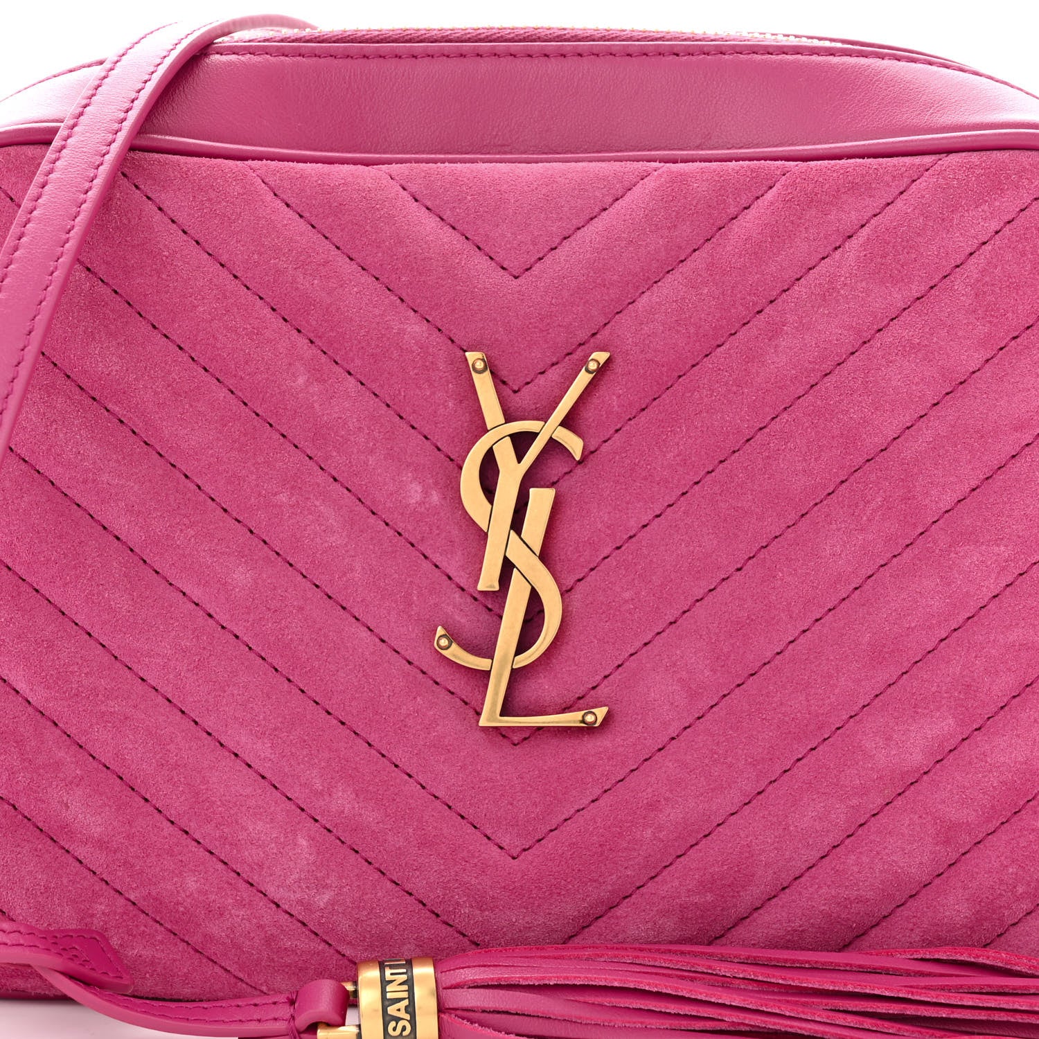 Saint Laurent Suede Matelasse Monogram Lou Camera Bag Rose 8 of 12