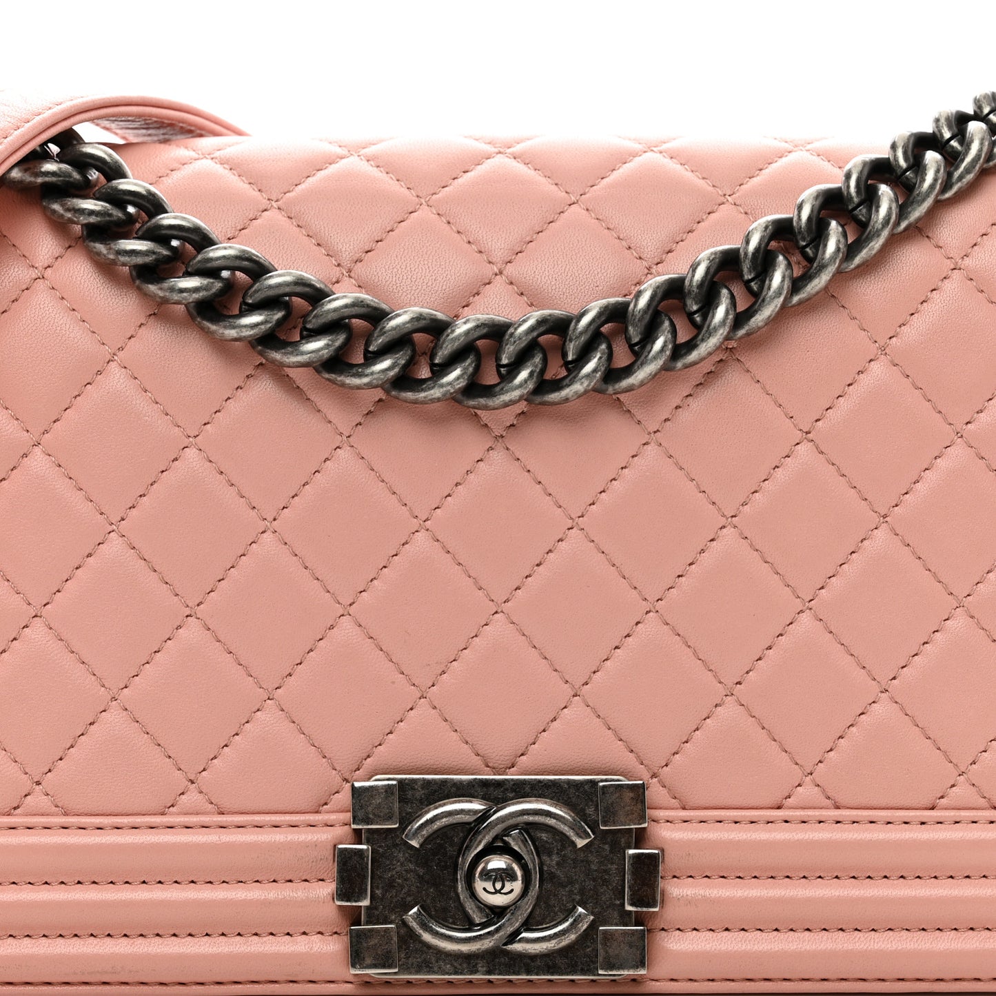 Calfskin Quilted Medium Boy Flap Light Pink