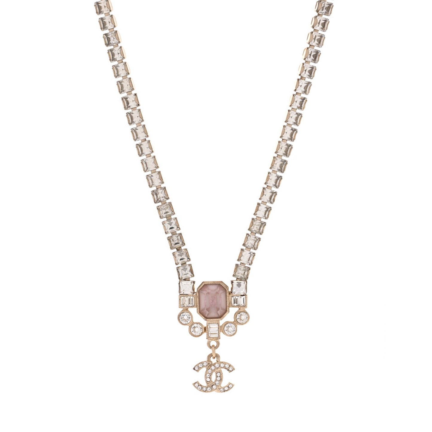 Crystal CC Pendant Choker Gold Pink