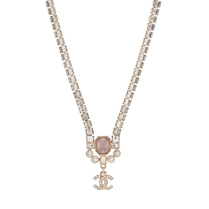 Chanel Crystal CC Pendant Choker Gold Pink 1 of 6