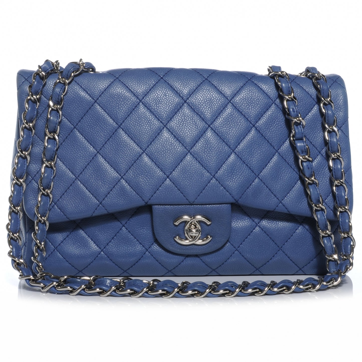 Washed Caviar Jumbo Double Flap Blue