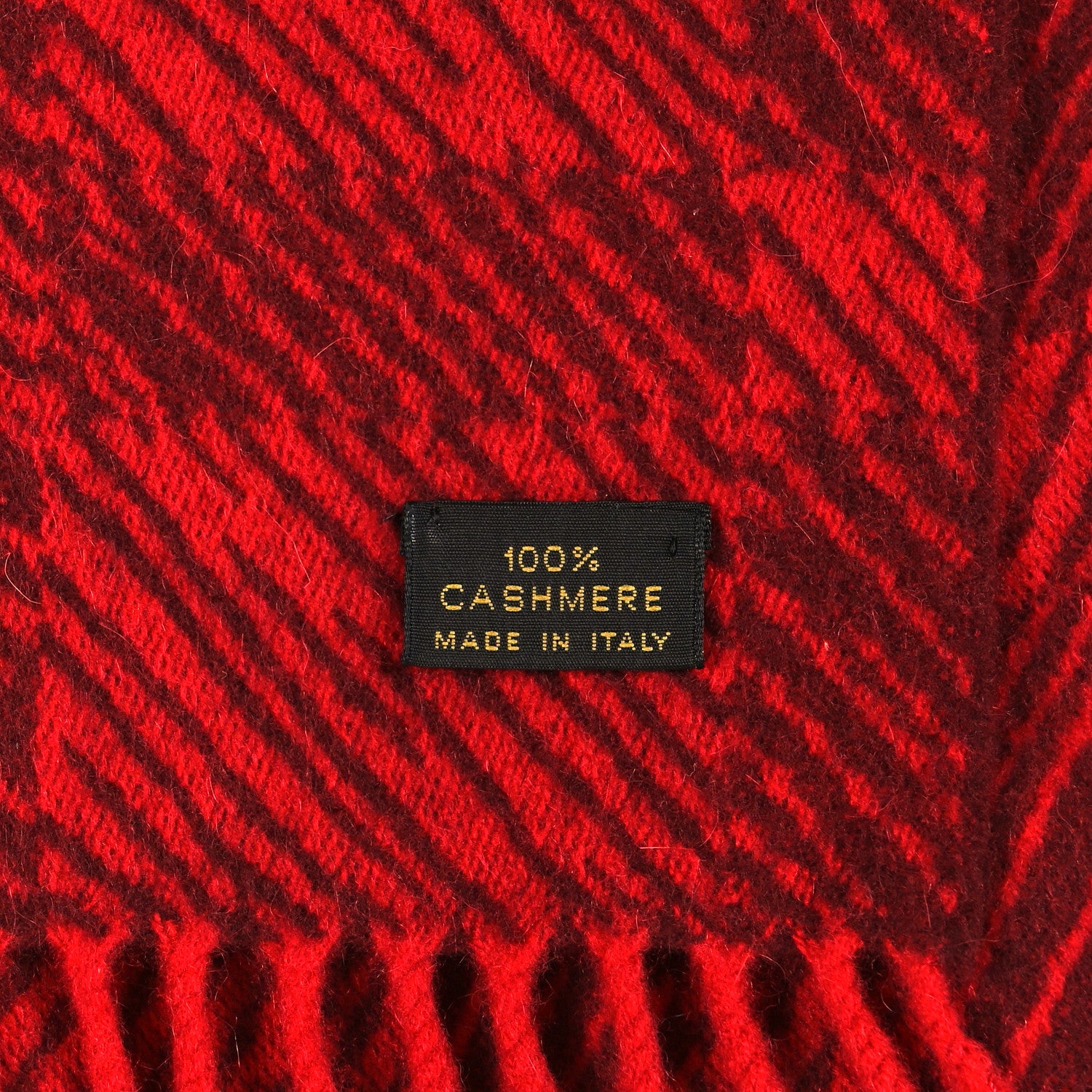 Louis Vuitton Cashmere Striped Scarf Red Black 4 of 4