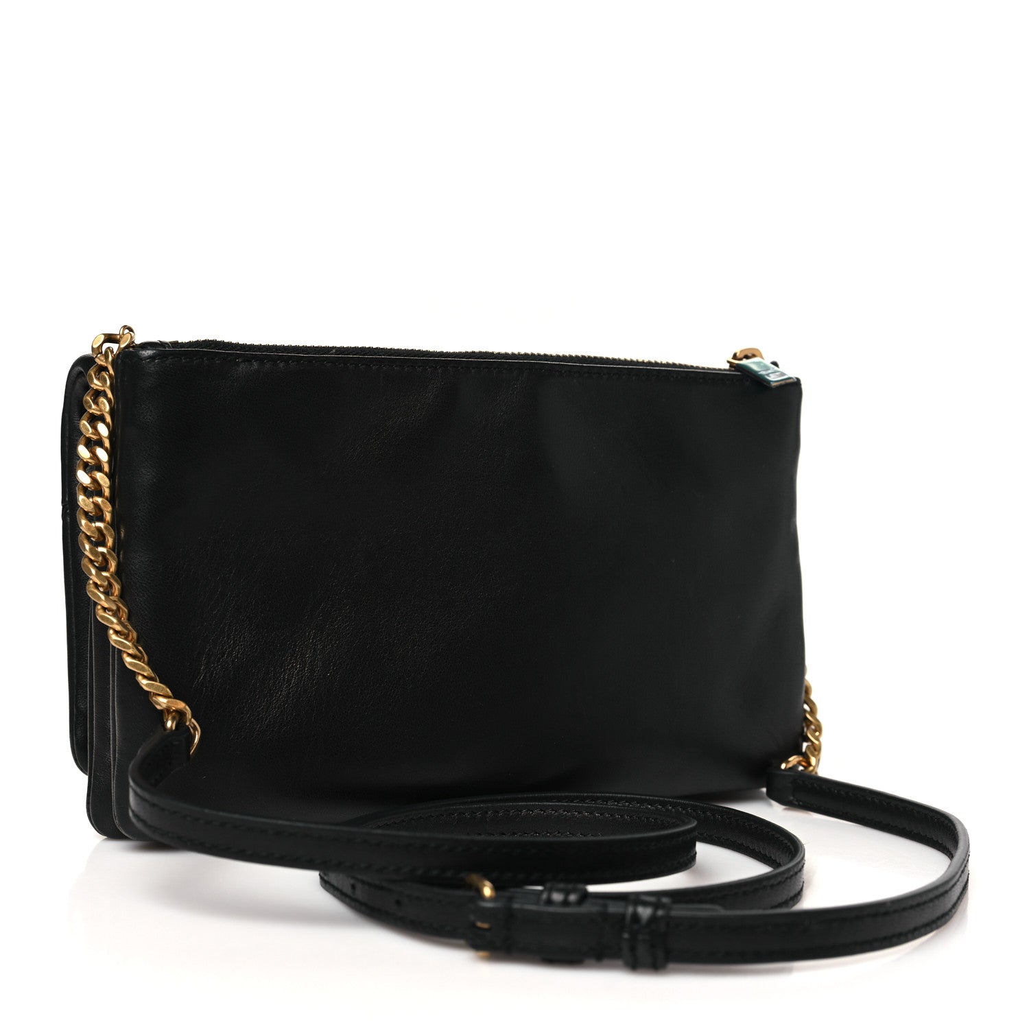 Saint Laurent Lambskin Patchwork Monogram Jamie Chain Wallet Black 2 of 9