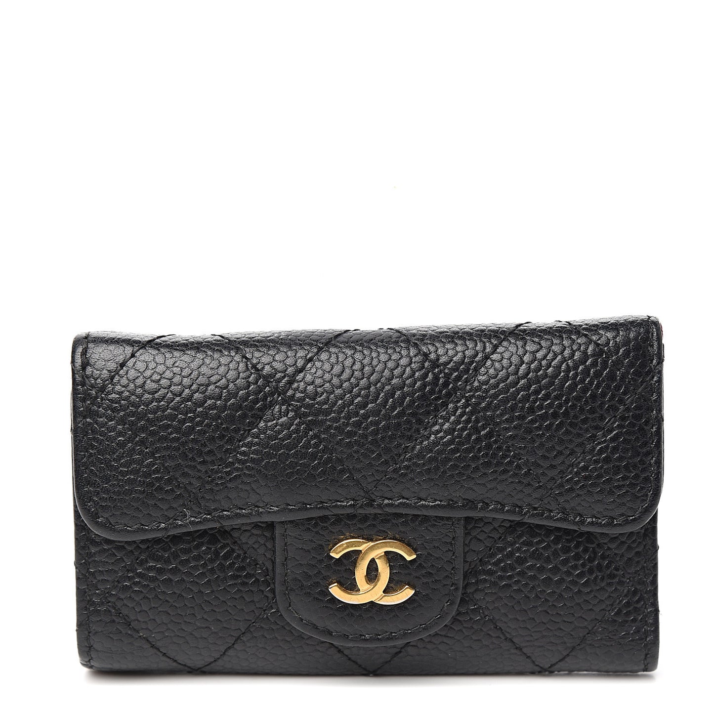 Caviar Quilted 6 Key Holder Black