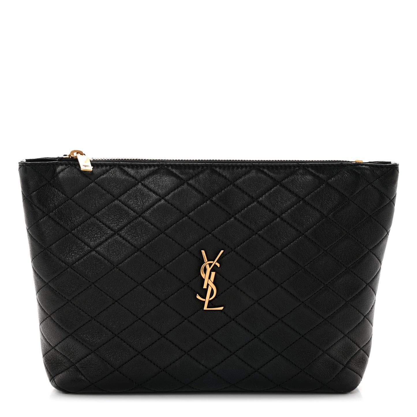 Lambskin Quilted Gaby Cosmetic Pouch Black