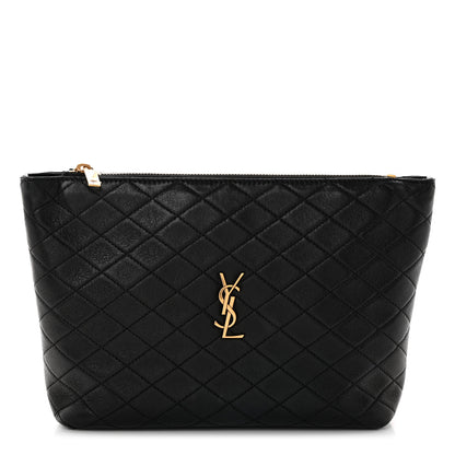 Saint Laurent Lambskin Quilted Gaby Cosmetic Pouch Black 1 of 9