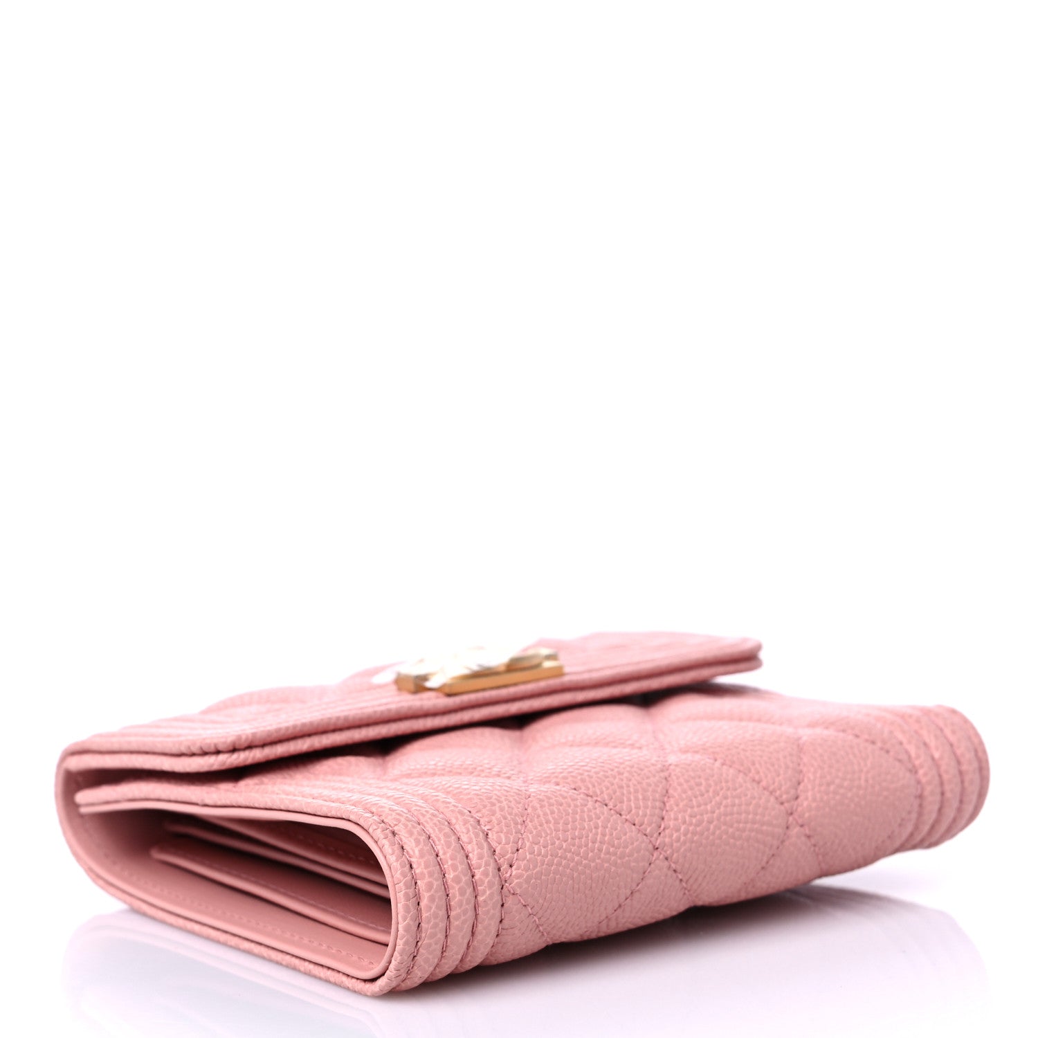 Chanel Caviar Quilted Boy Compact Wallet Pink 4 of 8