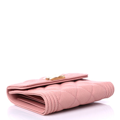 Chanel Caviar Quilted Boy Compact Wallet Pink 4 of 8