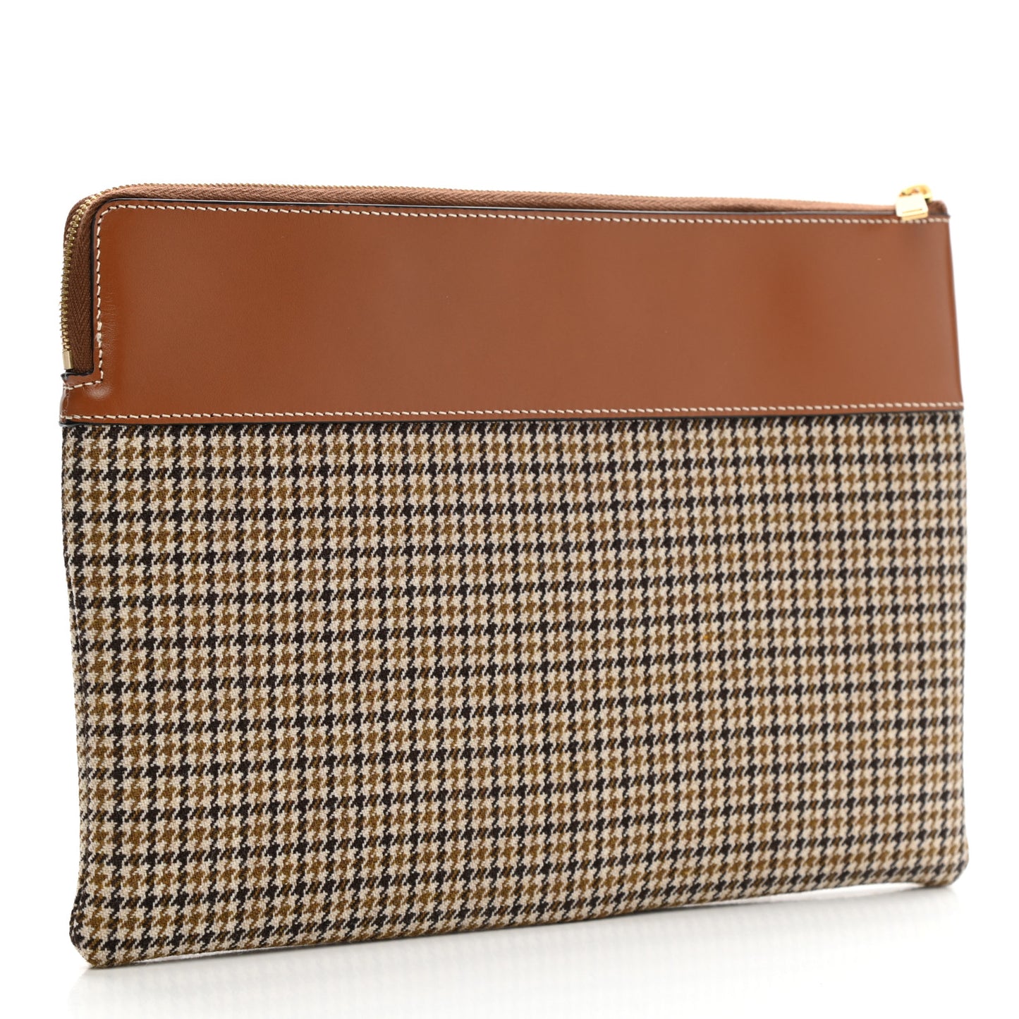 Natural Calfskin Tweed Clutch Tan